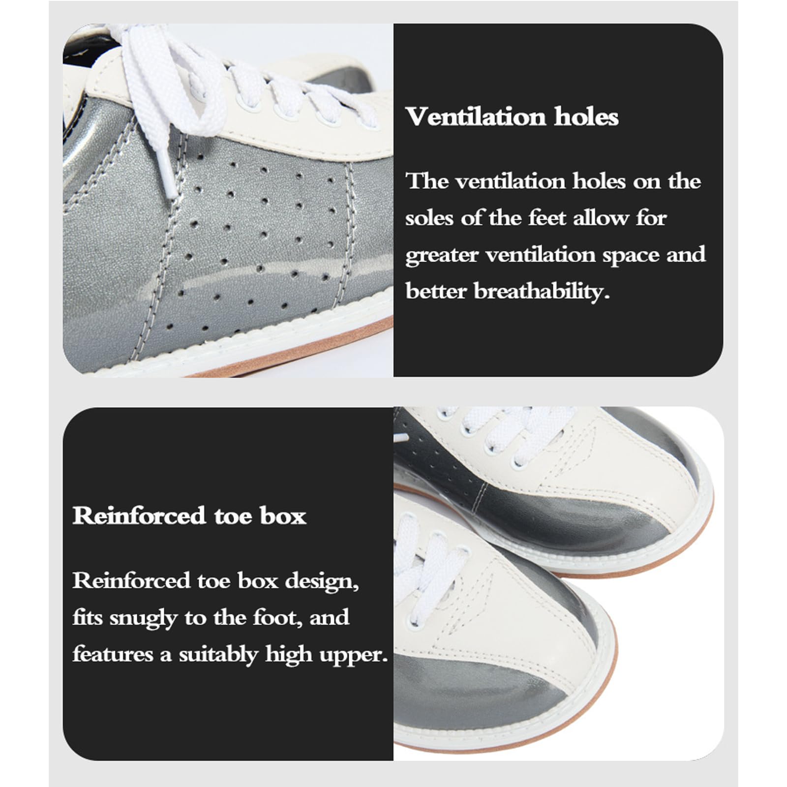 Scarpe da Bowling Leggere E Traspiranti,Scarpe da Bowling per Uomo da Donna,Facile da Pulire,Antiscivolo,Materiale in Pelle,Fori di Ventilazione,Adatte A Tutti I Livelli