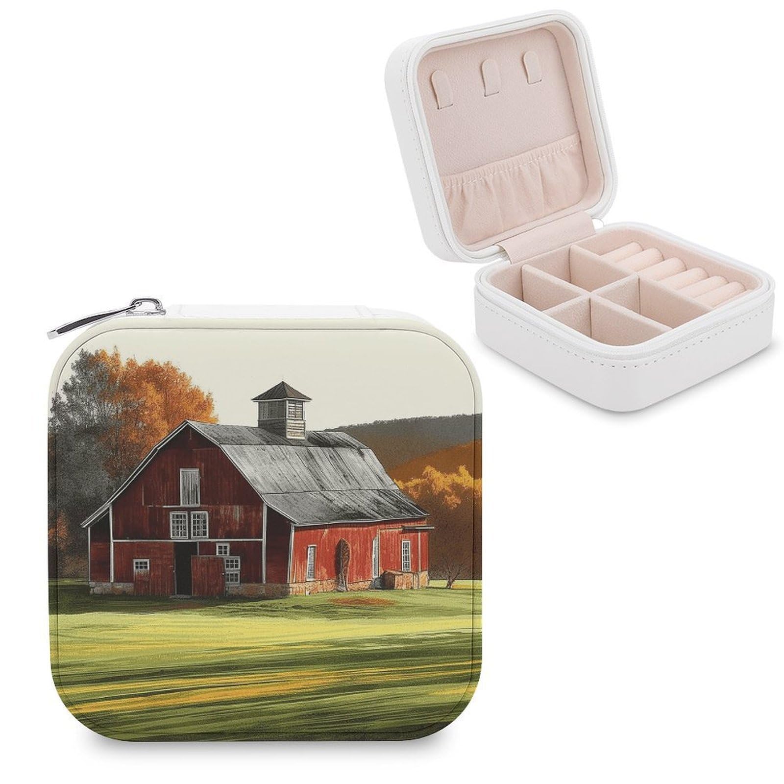 VstaDank Barn Jewelry Box for Women Custom Travel Jewelry Case Personalized Travel Jewelry Boxes Small Portable Jewelry Organizer Box for Rings Necklaces Bracelets Earring