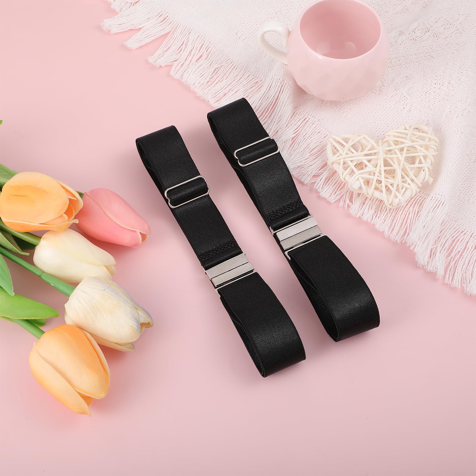 LIQWEI2Pcs Garter Belt, Women's Thigh Garter Belt, Plus Size Garters Belts Adjustable Black Garterd, Thighs Strap Garters Belts, Thigh Bands for Leg Jewelry Elastic Belting and Stockings Set