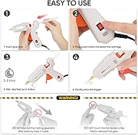 Vista 6 de ROMECH Pistola de pegamento caliente de tamaño completo con potencia dual 60/100 W y 21 barras de pegamento caliente (7/16"), pistola de pegamento