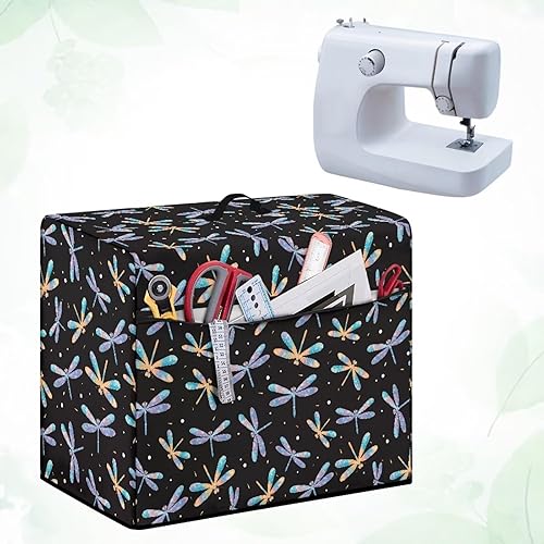 Miniatura 250 de Funda para máquina de coser de mariposas y flores con prácticos bolsillos, funda protectora con asa, para la mayoría de máquinas de coser estándar