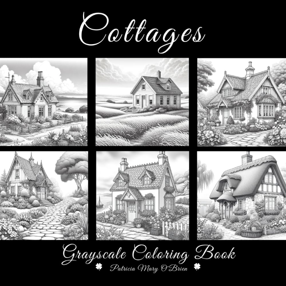 Cottages Grayscale Coloring Book: Learn the Techniques, Tips, and Skills for Grayscale Coloring with 50 Beautiful Cottages and Gardens as Your Canvas
