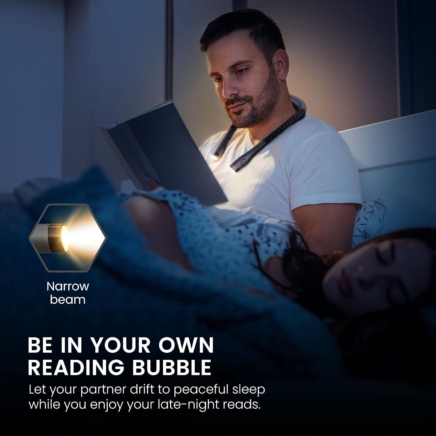 Vont LED Neck Reading Light, Bendable Rechargeable Book Light for Reading in Bed, Eye Friendly - 3 Colors & 3 Brightness Levels, Long Battery Life, Perfect for Bookworms/Knitting/Repairing