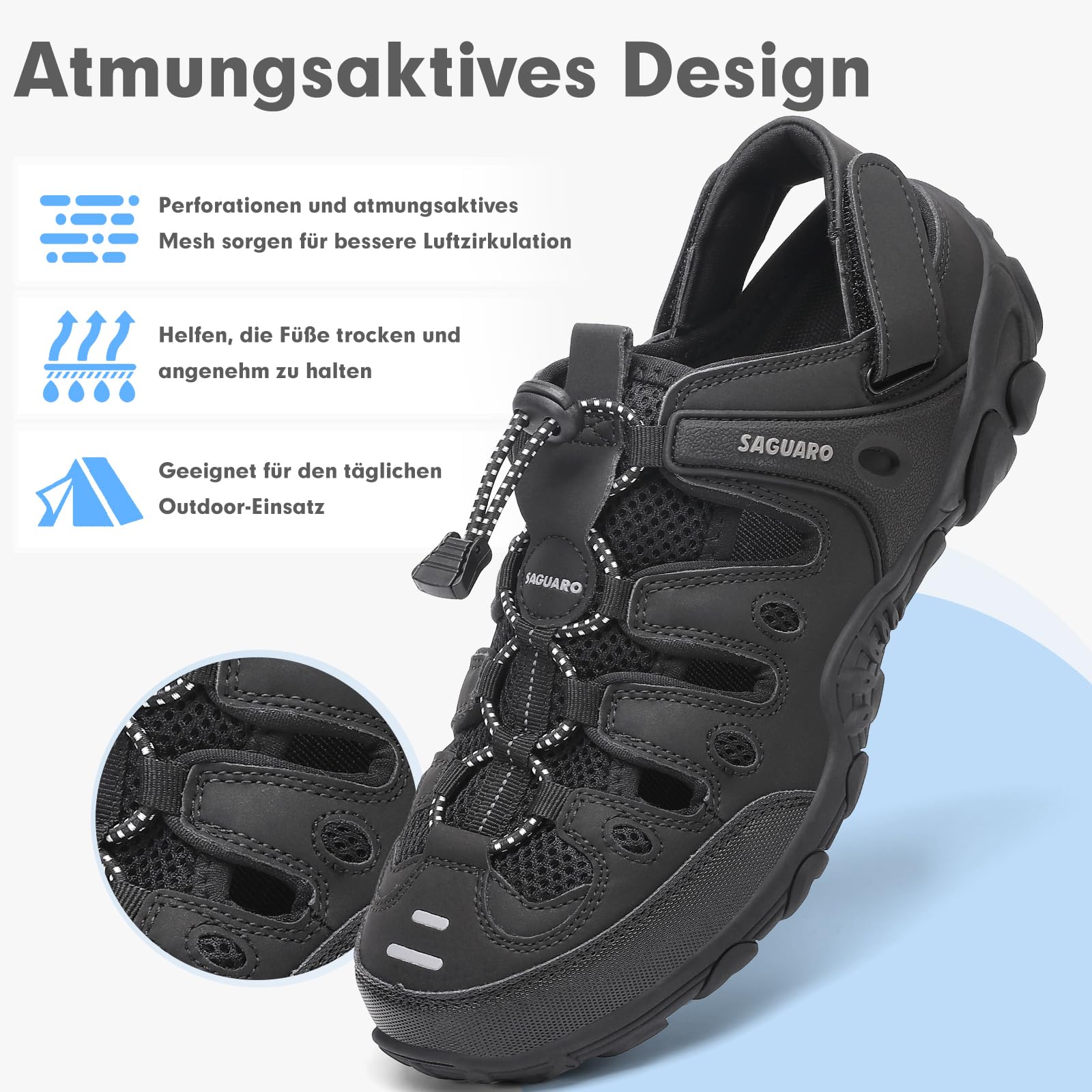 SAGUARO Herren Damen Sandalen Bequem Atmungsaktiv Outdoor Sport Trekking & Wandersandalen
