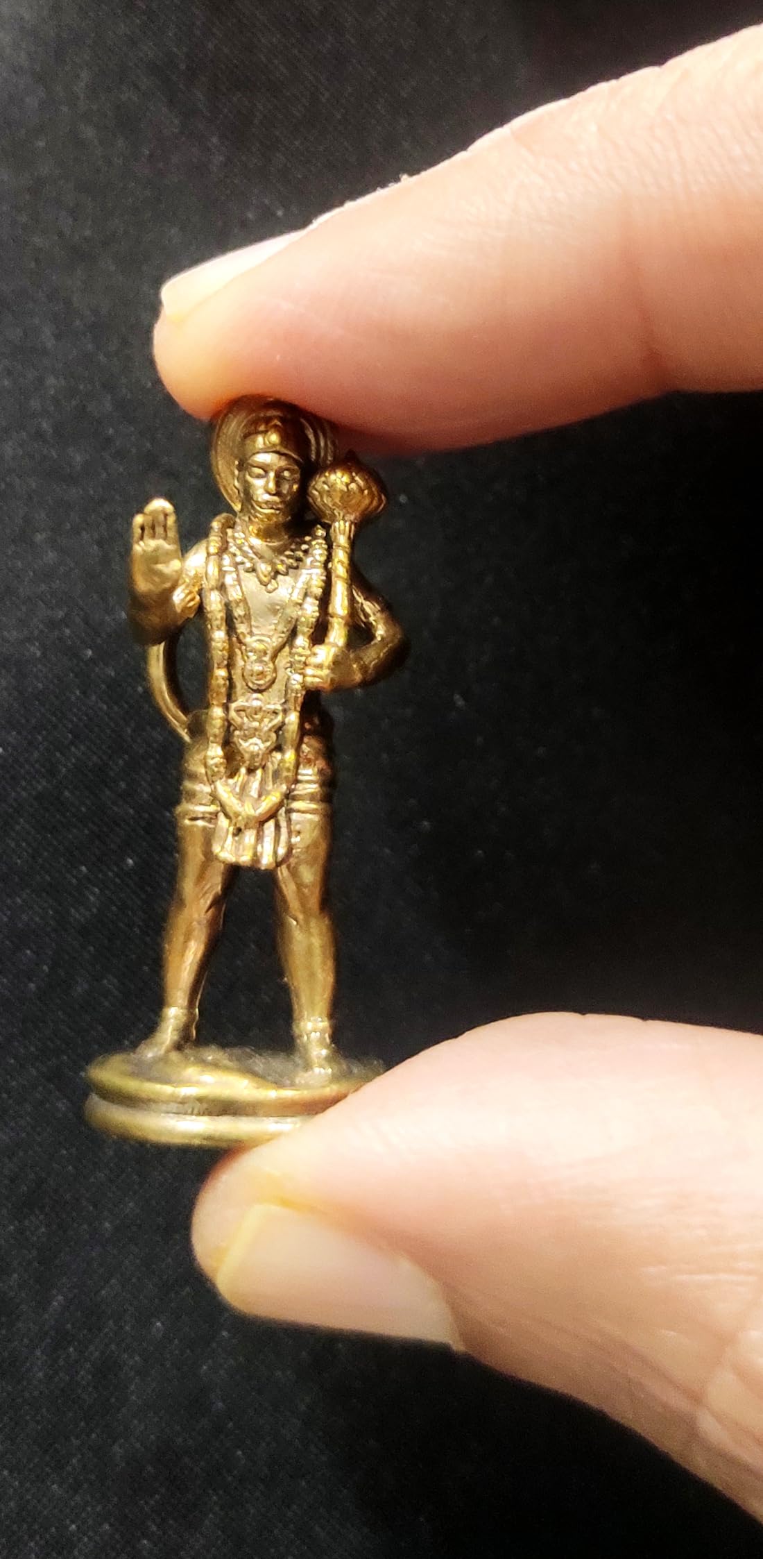 Purpledip Rare Miniature Brass Idol Standing Hanuman Bajrangbali: Collectible Statue with Detailed Very Fine Workmanship (12698G) 1
