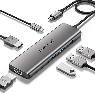 Lemorele MacBook hub Docking Station Dual Monitor Multi-Stream Transport, 6 in 1 USB C Laptop Docking Station w/4K HDMI, 3 USB 3.0, 100W Charging Port, for MacBook Air Pro M1 M2 Mac OS 10.15