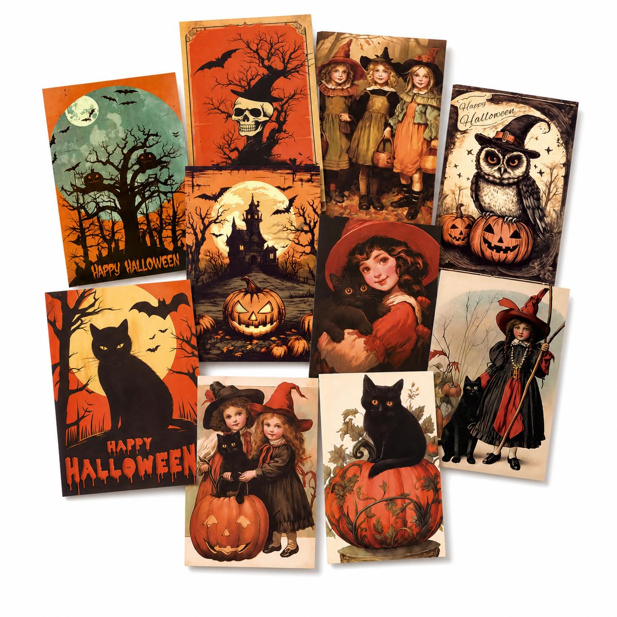 Halloween Cards Set, Postcard Message Cards for Indoor Wall Display