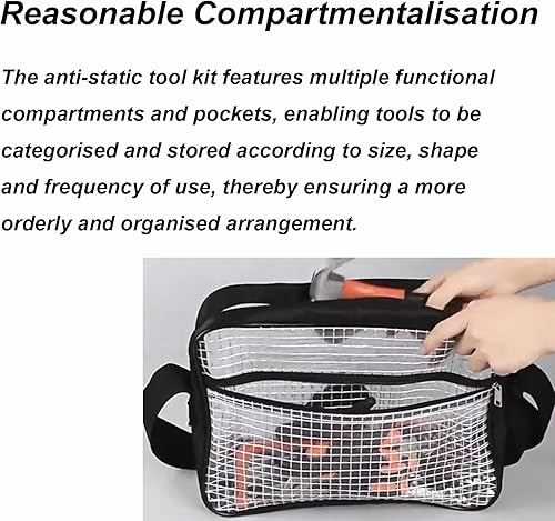 Miniatura 5 de 13.78 "13.8x3.1x9.8 in Bolsa de herramientas transparente antiestática para sala limpia bolsa de ingeniero grande para trabajo de herramientas