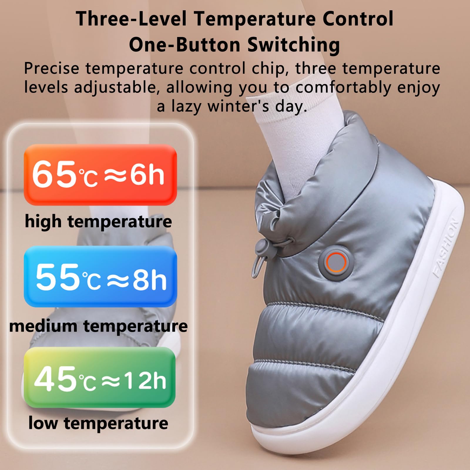 Scarpe Scaldapiedi Riscaldate Elettriche Unisex Inverno Pantofole Riscaldanti Morbido Scaldapiedi Temperatura Regolabile Pantofole Riscaldate Soluzione per Piedi Freddi,B,42/43