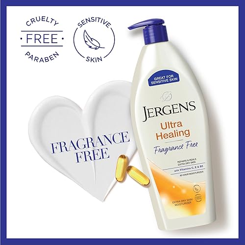 Miniatura 9 de Jergens Loción ultra curativa para piel seca, hidratante de manos y cuerpo para una rápida absorción en piel extra seca con mezcla de Hydralucence,