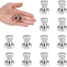 Strong Fridge Magnets, 10 Pcs, 16 x 20mm, Silver, Heavy Duty Magnetic Push Pins for Refrigerator, Whiteboard, Office, Classroom, Kitchen & Locker Decor