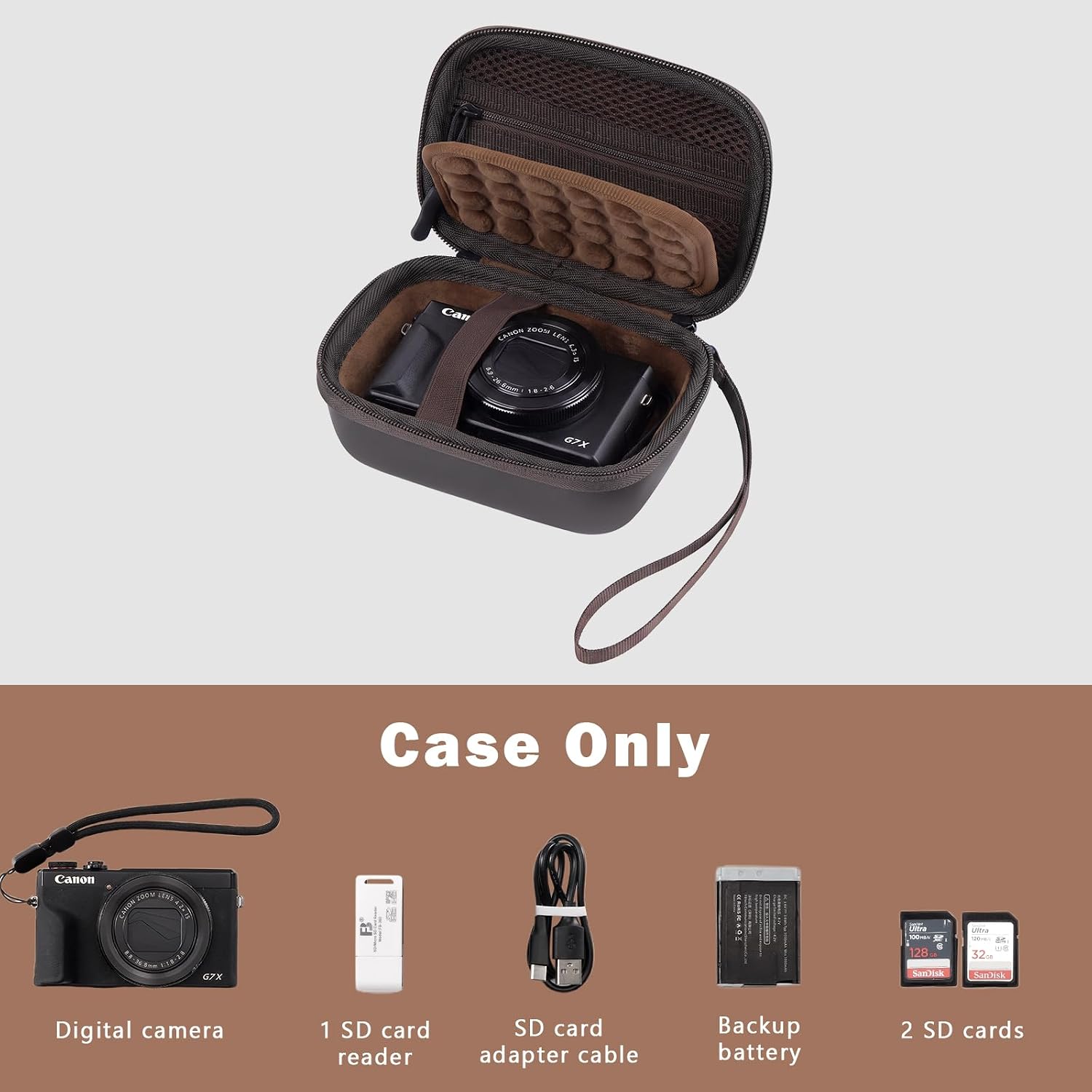 ProCase Hard Shell Digital Camera Case for Canon G7X Mark III -Chocolate image 5