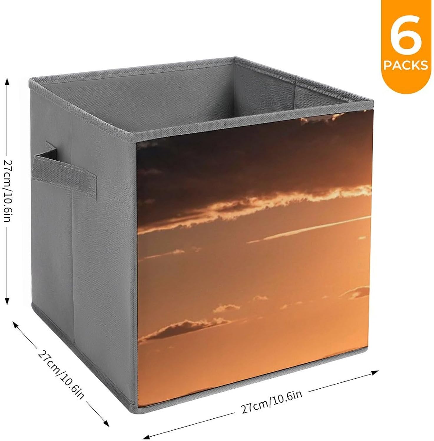 Multi Use Organizer Bins, Sunset Seascape Sailboat Floating Printed Storage Bins, Foldable Storage Baskets Are Suitable For Bedrooms, Offices, And Cars