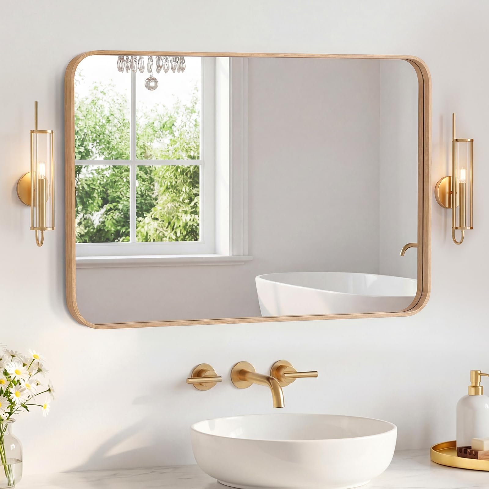 Sweetcrispy Bathroom Mirror 40x30 Inch, Vanity Mirror for Wall