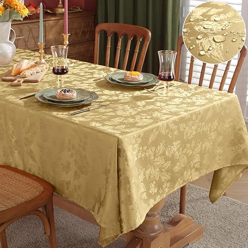 SASTYBALE Mantel rectangular de jacquard con hojas de arce a prueba de derrames, resistente a las arrugas, para otoño, cosecha, Acción de Gracias,