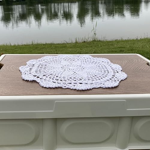 Miniatura 4 de Hsvanyr Mantel redondo de algodón de ganchillo para mesitas de noche, manteles individuales para centros de mesa, posavasos, tapetes, decoración del