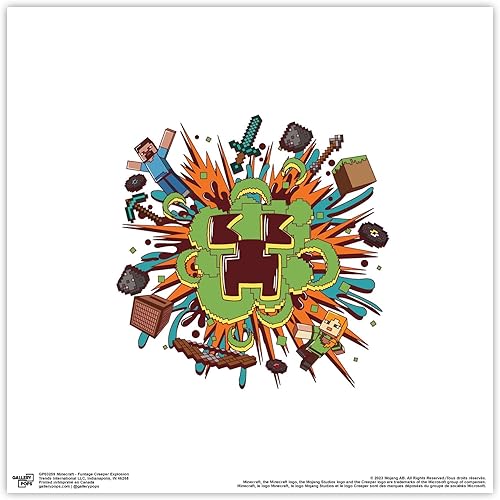 Trends International Gallery Pops Minecraft Funtage Creeper Explosion - Póster de pared, 12 x 12 pulgadas, versión sin marco