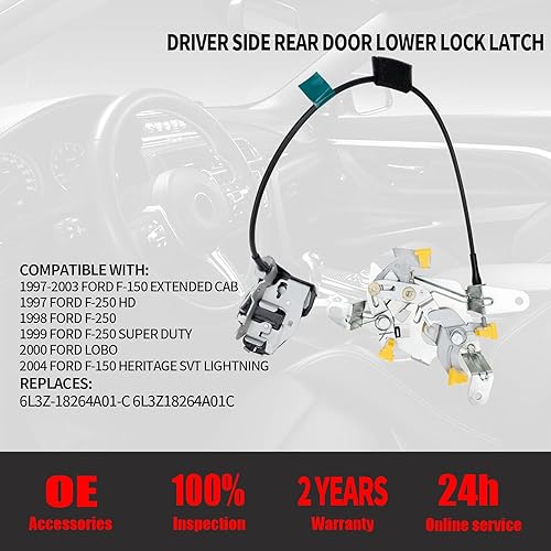 Vista 32 de Reemplazo del pestillo de bloqueo inferior de la puerta trasera del lado derecho del pasajero para Ford F-150 F-250 HD Super Duty Lobo Heritage