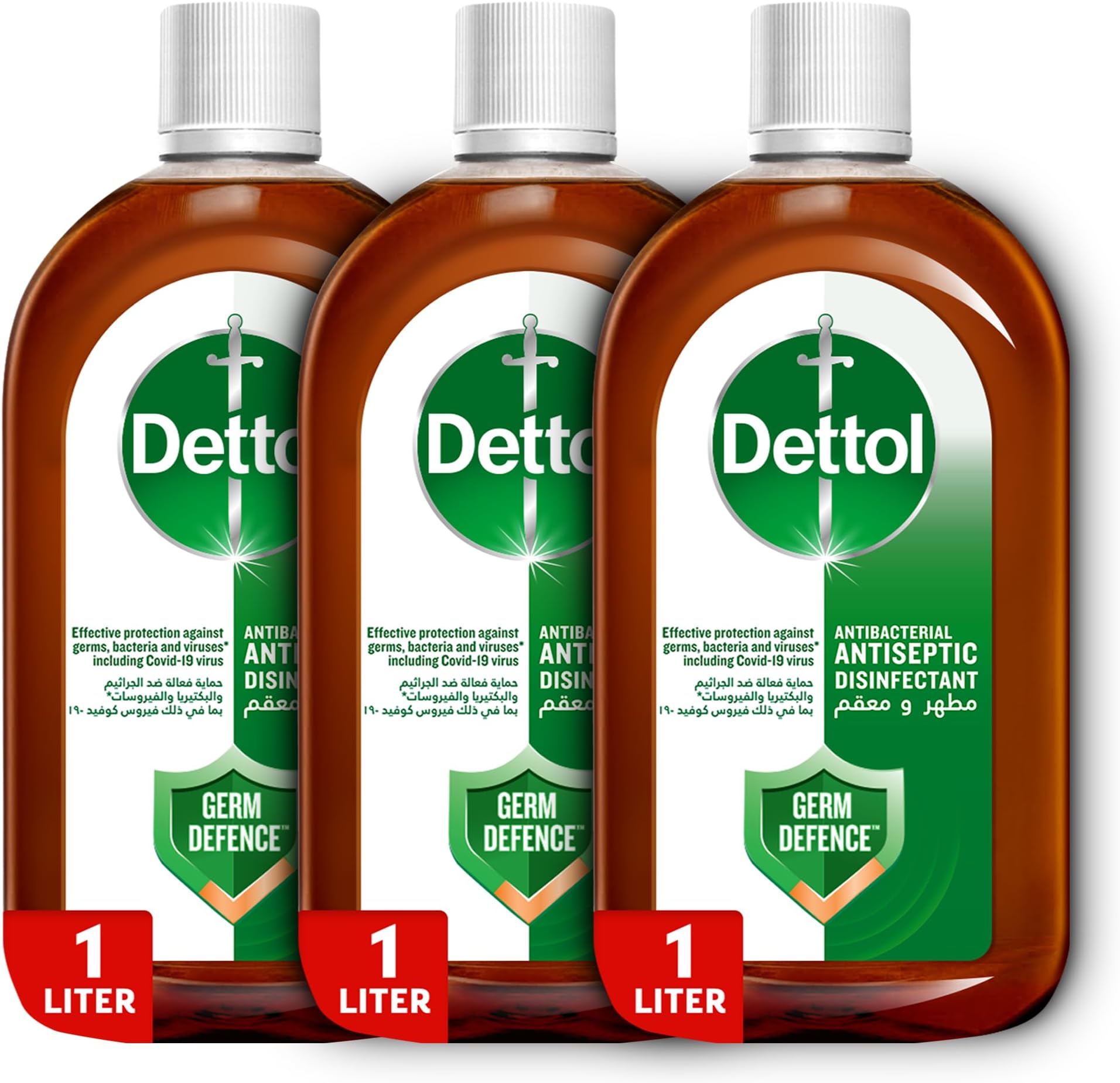 Antiseptic Antibacterial Disinfectant Liquid for Effective Germ Protection & Personal Hygiene, Used in Floor Cleaning, Bathing and Laundry, 1L (Pack of 3) (Packaging may vary)