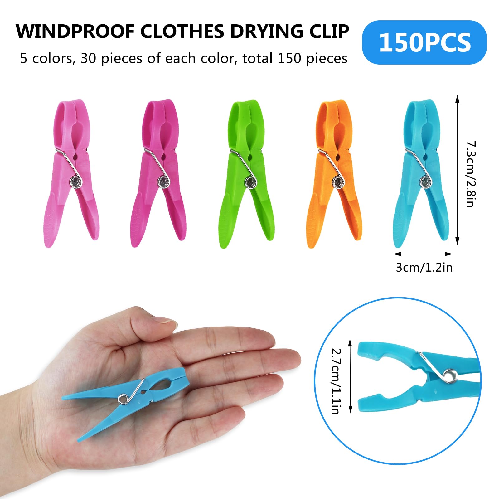 Pinces &agrave, Linge, 16pcs Pinces Serviette Plage, Clip De Brise-Vent, Durable Grosse Pince Plastique Pour Serviettes Quilt V&ecirc,tement Couettes Draps Tapis Nappe