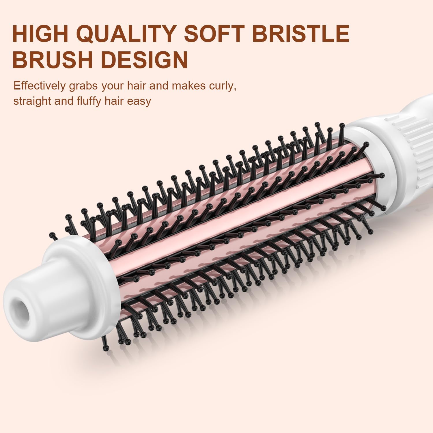 Heated Round Brush 1 Inch Curling Iron,Volumizing Thermal Brush Ceramic Tourmaline Heated Hot Ionic, Curling Wand Hair Styler Tool (White, 1 inch) - Image 4