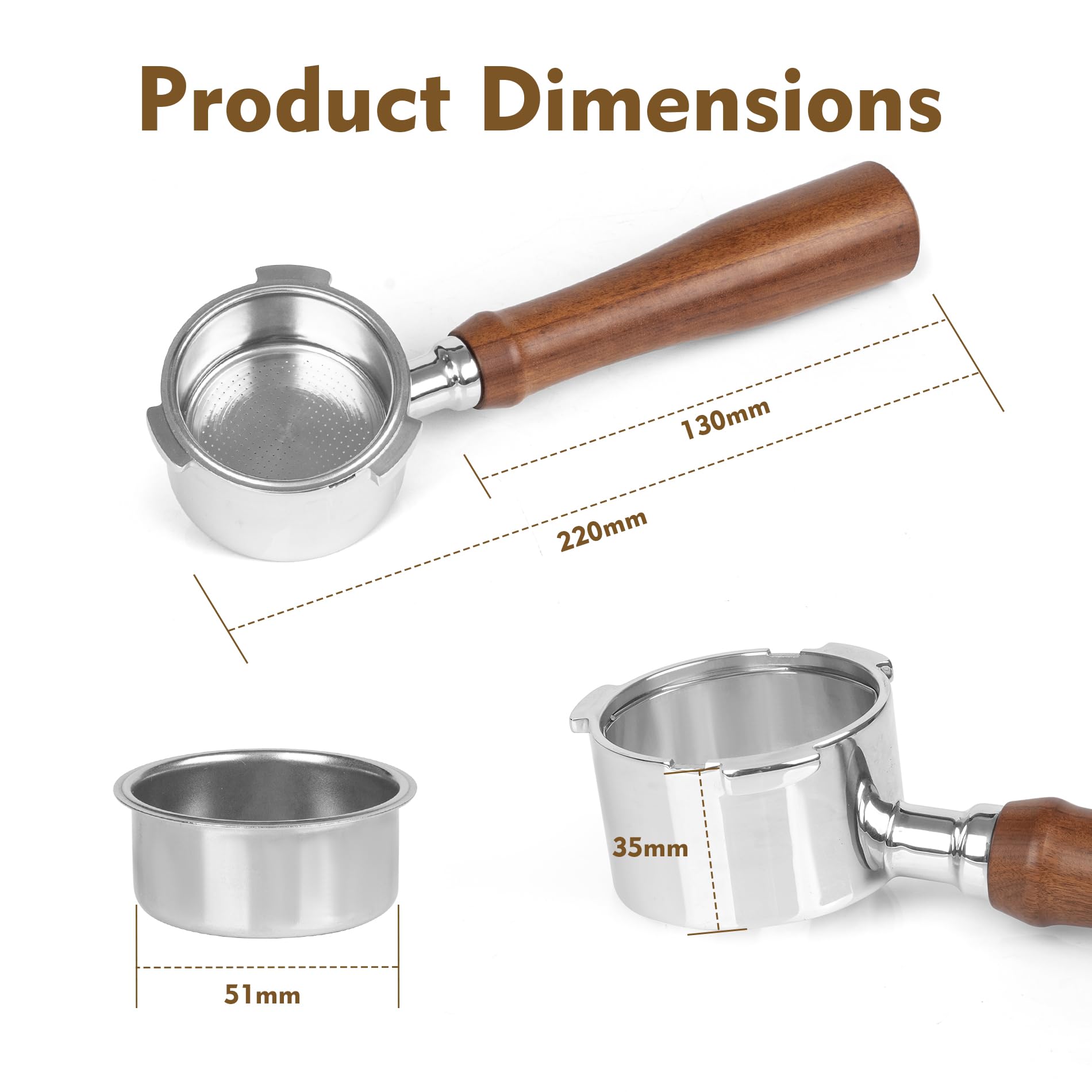 51 Mm Filterhouder Koffie Houten Handvat Siebträger 51mm Für Delonghi Dedica EC680, EC685 & EC885 - Siebträger Houten Handvat Portafilter 51 Mm Portafilter