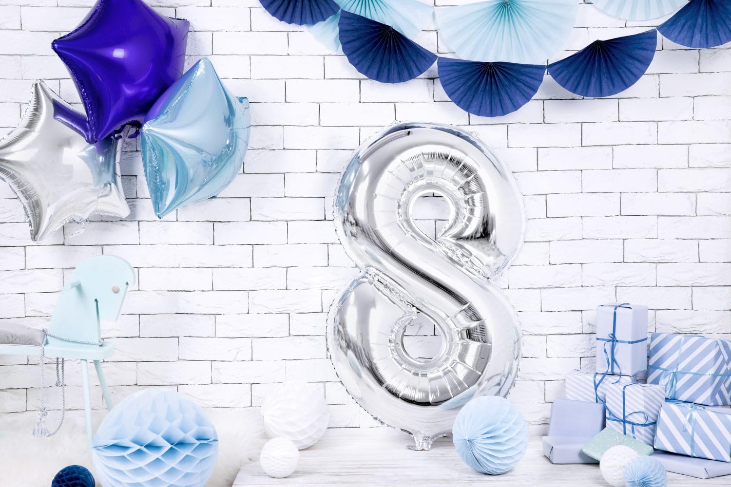 texpot Number Balloon Balloon Decorative Balloon Number Balloon Birthdays New Year's Eve Anniversary (Silver, Number 8) - Image 2