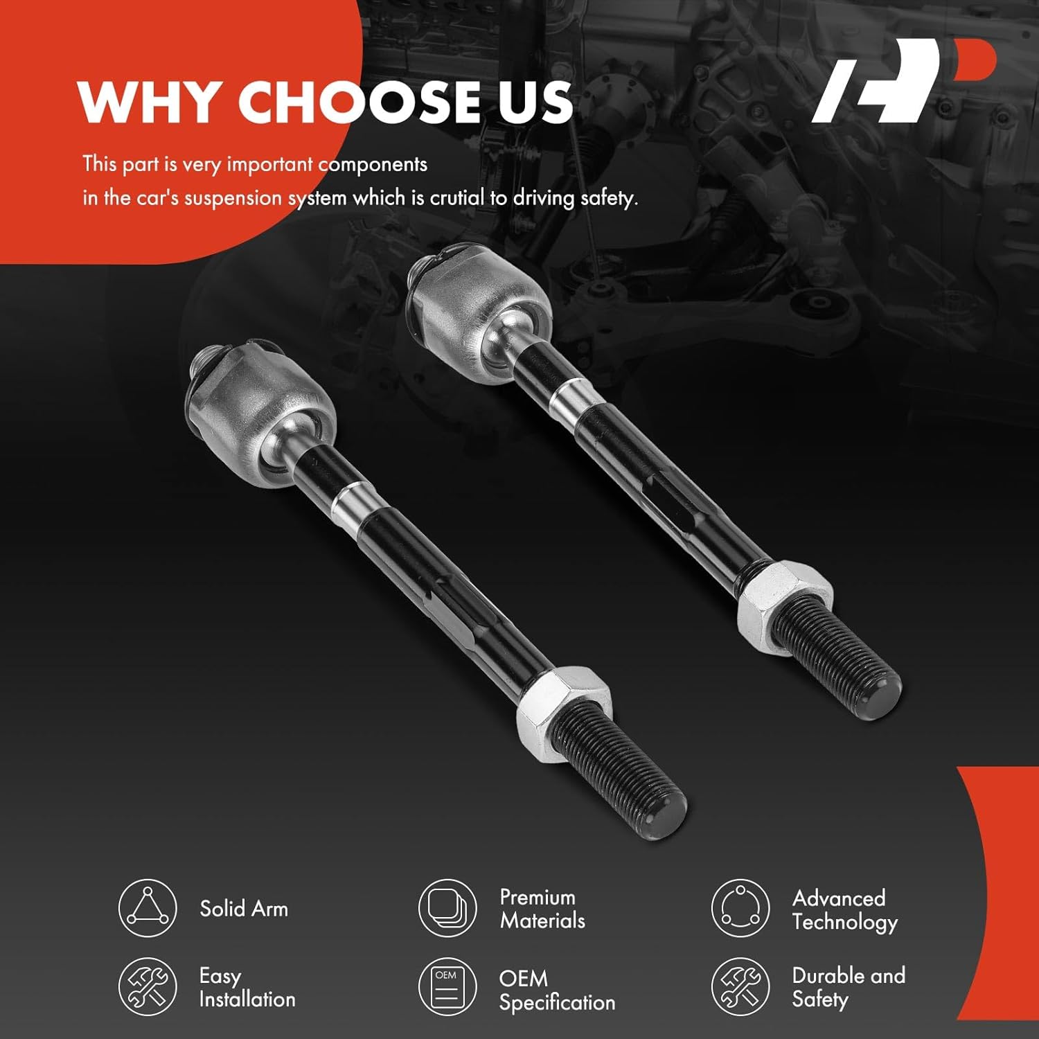 A-Premium 2 x Front Inner Tie Rod Ends, Compatible with Hyundai Elantra 2011-2016, Veloster 2012-2017, Elantra Coupe 2013-2014, Elantra GT 2013-2017