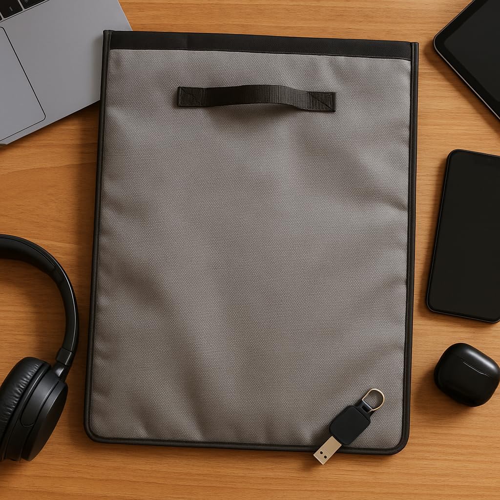 Executive Faraday Laptop Bag 22” x 15” – Enhanced X2 Signal-Blocking Sleeve for Laptops & Tablets – EMF, RFID, WiFi, Cellular, GPS Protection – for Forensic, Privacy & Travel Security (Gunmetal Gray)