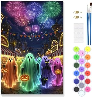 EOBROMD Ghost Collection, Paint by Numbers for Adults, Paint by Numbers Kits with Frame, DIY Crafts Art Painting Kits Acrylic Pigment Drawing Painting for Gift Decoration 20 * 30cm