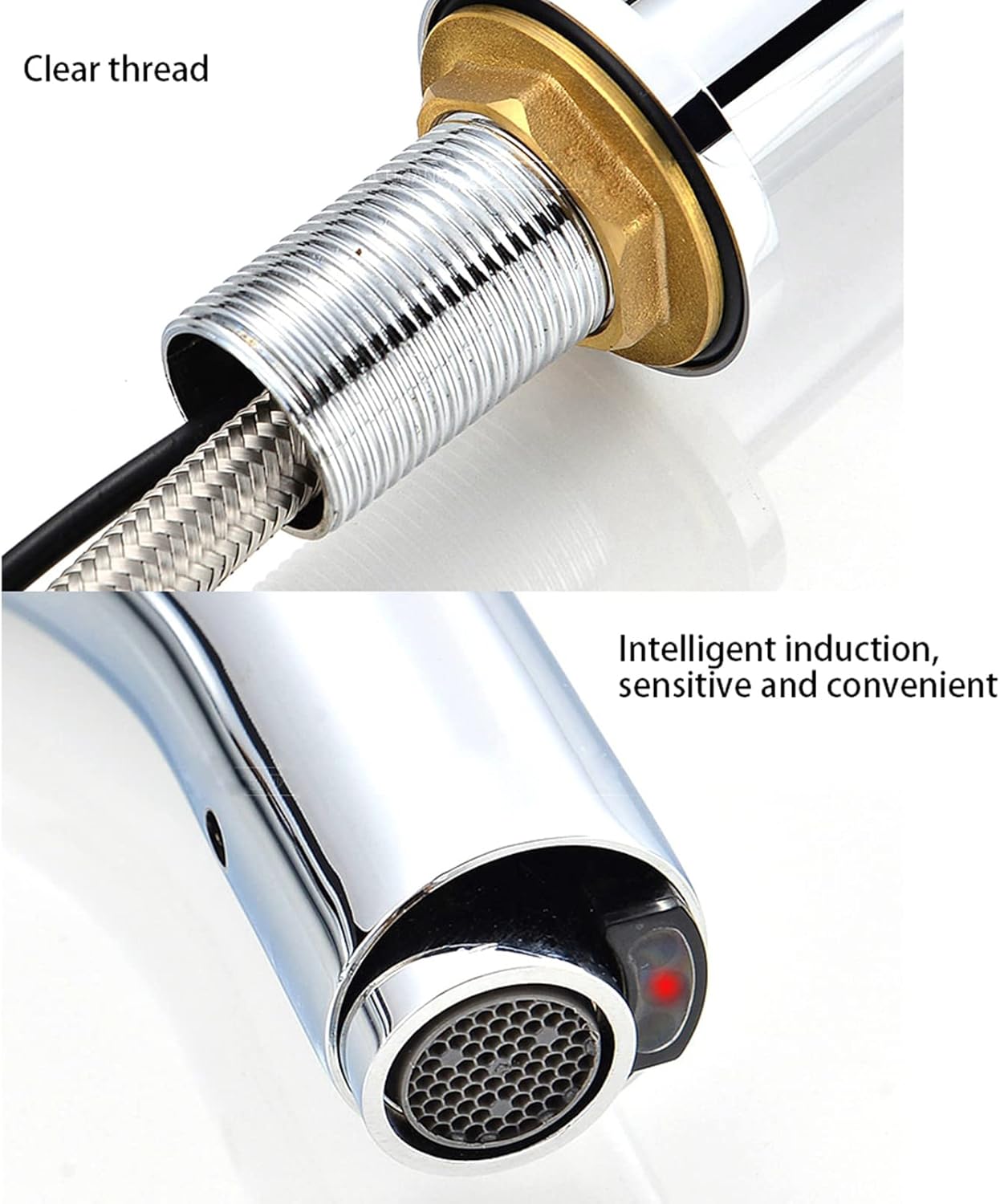 G1/2in Touchless Sink Faucet, Wall Mount Automatic Sensor Faucet Stainless Steel Induction Faucet Sensor Basin Faucet with Control Box for Bathroom (Battery Powered - Medium to high Models)