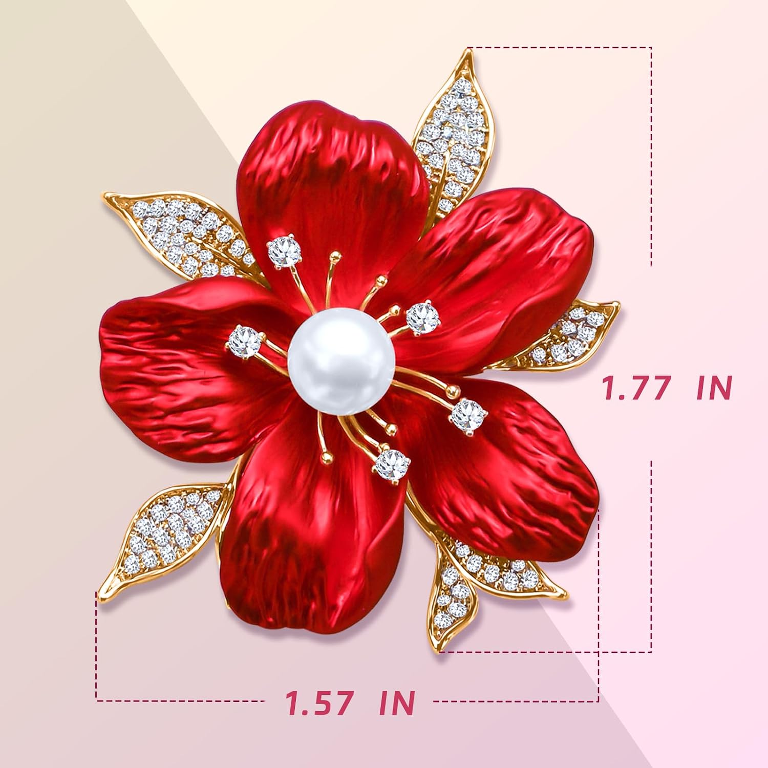 Brooches For Women,14k Gold Plated Copper,Silver Spray Paint Rose Brooch Pins For Women ，Cubic Zirconia Broach，Flower Broach