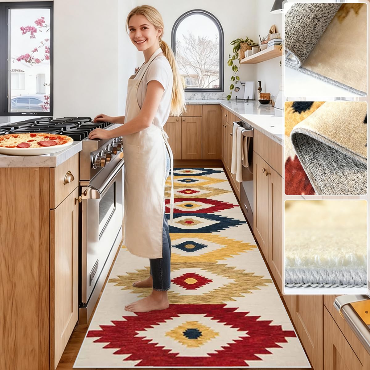 Tappeto Corridoio Lungo, Tappeto Passatoia Antiscivolo da Ingresso Salotto Tappeto a Pelo Corto Tappeti Cotone Lavabili per Camera da Letto, Lavanderia 60 x 250 cm