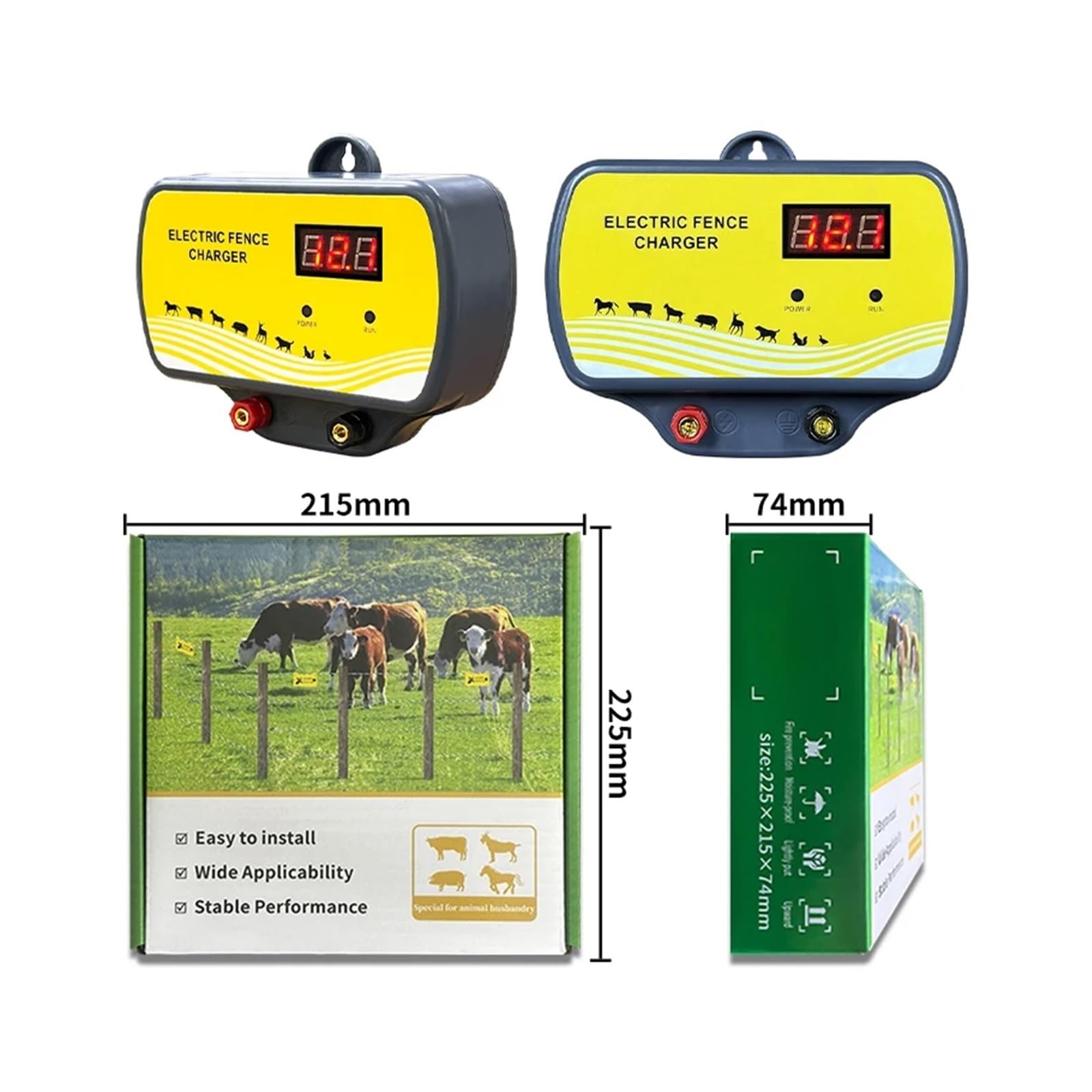 Pastor Electrico, Controlador energizador de 12 V for cercas eléctricas de Animales con Pantalla LED for Ganado Vacuno (ovejas, Caballos, Vacas).