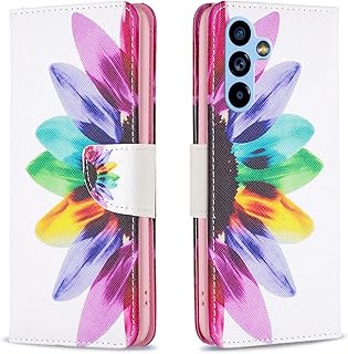 Thoankj Samsung Galaxy A34 5G Case Shockproof Slim PU Leather Flip Pouch Wallet Phone Silicone Cover with Magnetic Stand Card Holder Slot Protective Smartphone Cases for Samsung A34 5G Floral