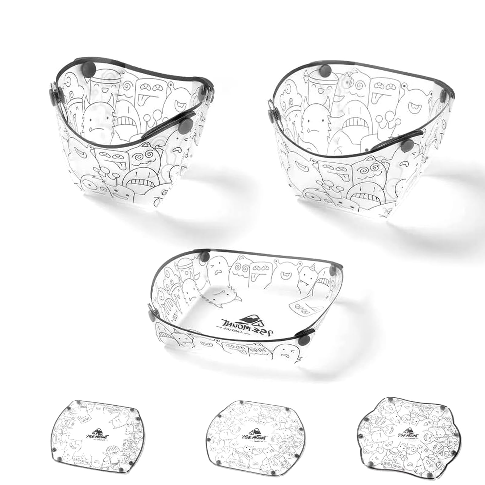 Vaisselle de Camping Portable 3 pièces, Assiette Pliante, Bol, gobelet d'eau, Facile à Nettoyer, Ultra-légère, résistante à la Chaleur, Pliable, matériau de qualité Alimentaire, pour Les Pique-niques