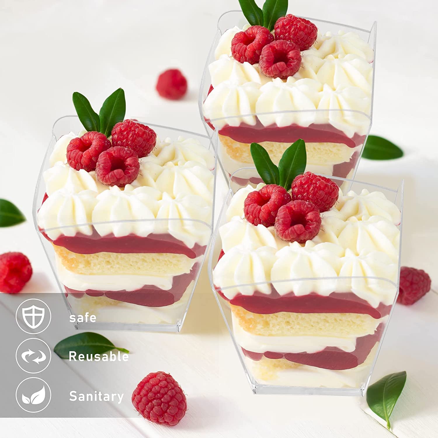 Image secondaire de KAHEIGN 60 Mini Coupes à Dessert Transparentes en Plastique - 100ml