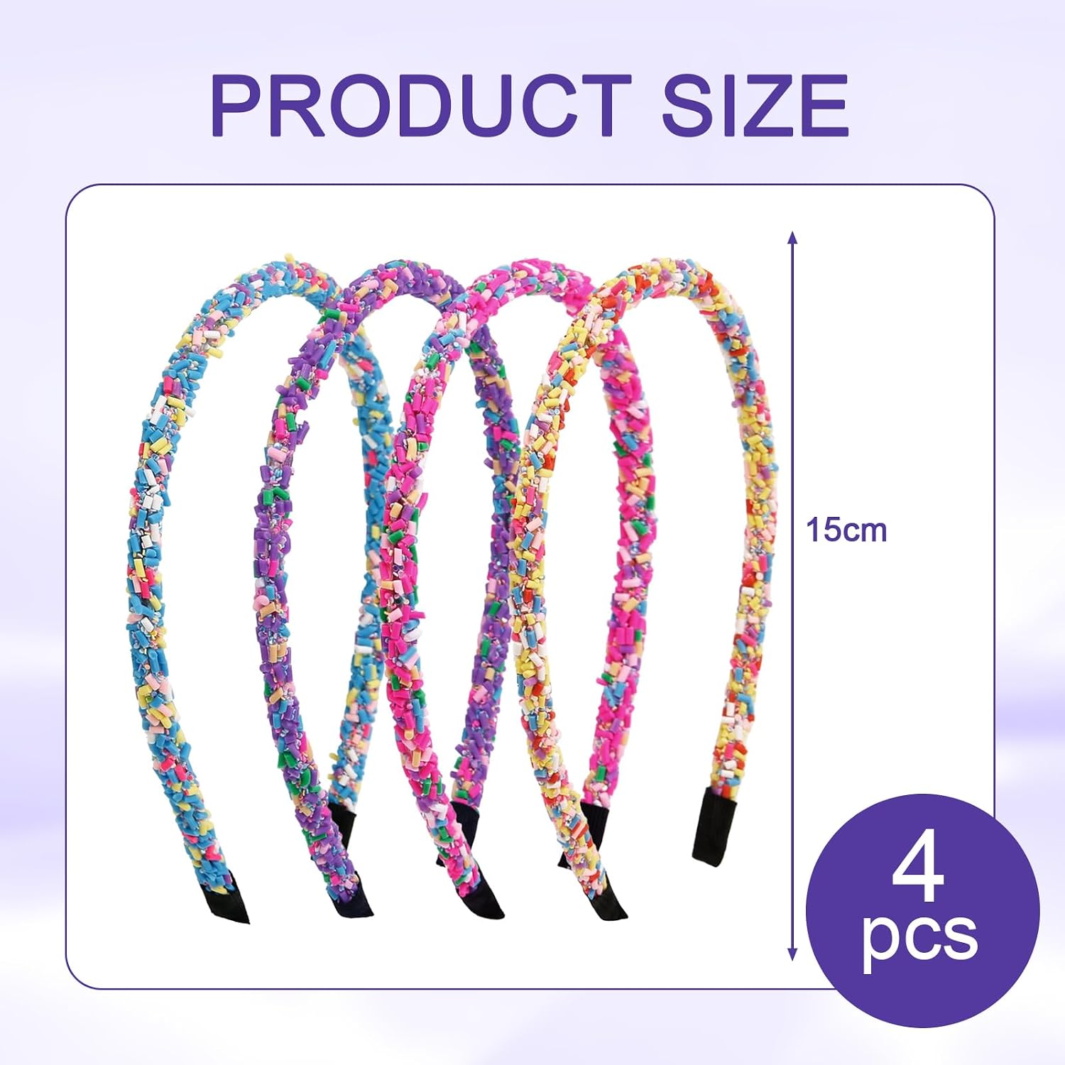 4Pcs Candy Headbands for Girls, Thin Cute Sprinkle Donut Headband, Non Slip Fashion Head Bands - Hair Accessories(Colorful) image 2