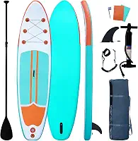 pranchas de remo infláveis stand up paddleboard estável amplo com acessórios de prancha de sup paddle premium para todos os níveis de habilidade com nadadeiras, remo ajustável, bo