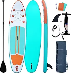 pranchas de remo infláveis ​​​​stand up paddleboard estável amplo com acessórios de prancha de sup paddle premium para todos os níveis de habilidade com nadadeiras, remo ajustável, bo