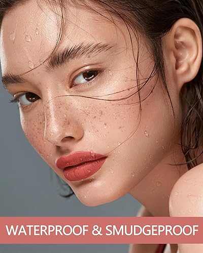 Vista 14 de Lápiz labial marrón nude para mujer, color permanece de larga duración, sin manchas, lápiz labial líquido mate a prueba de transferencia