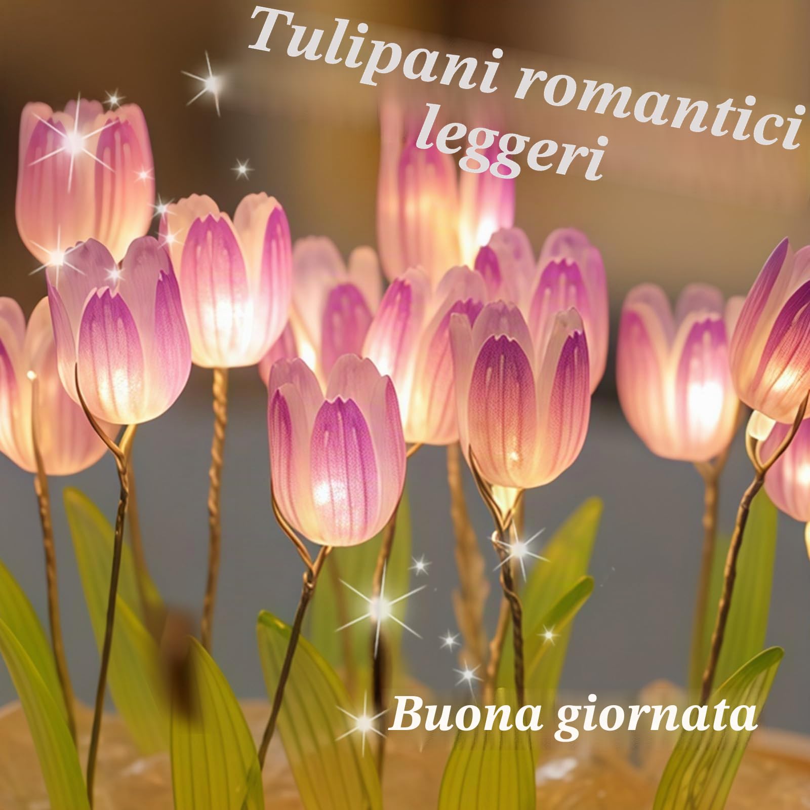 Danolt Forever Lampada a tulipano romantica viola per ragazze e donne, decorazione da camera adorabile
