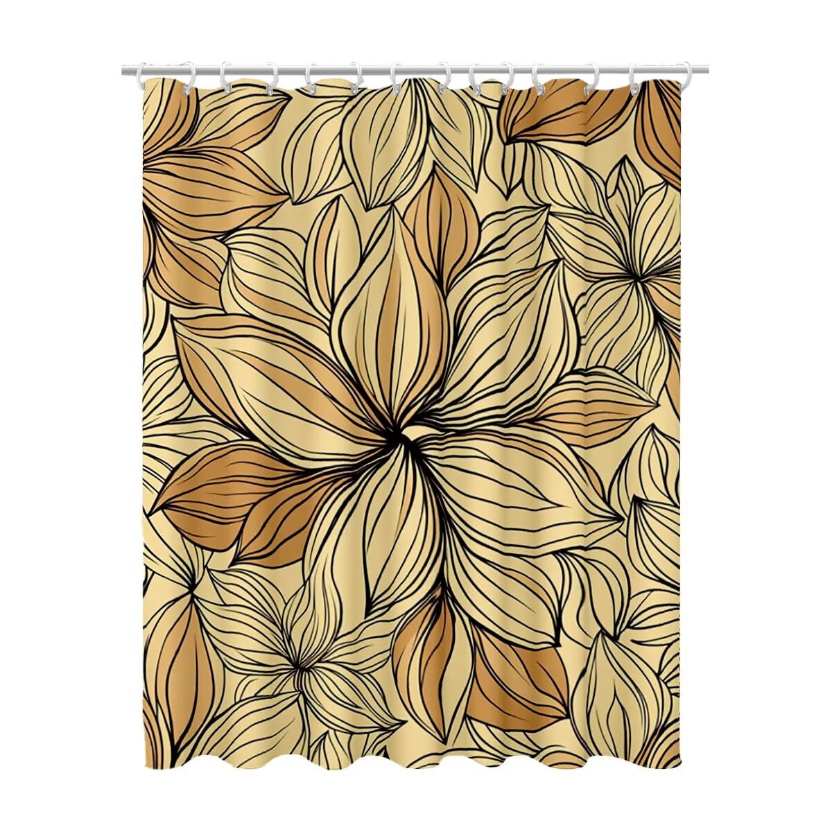 Rideau de douche jaune et abstrait en polyester imperméable 180x200 cm avec 12 crochets