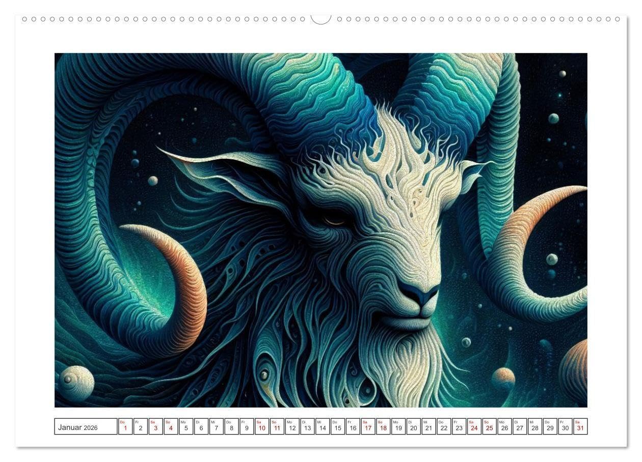 Tierkreisflüstern – Ein Jahr in kosmischen Farben (hochwertiger Premium Wandkalender 2026 DIN A2 quer), Kunstdruck in Hochglanz: Surrealer Sternzeichen-Kalender (CALVENDO Wissenschaft)