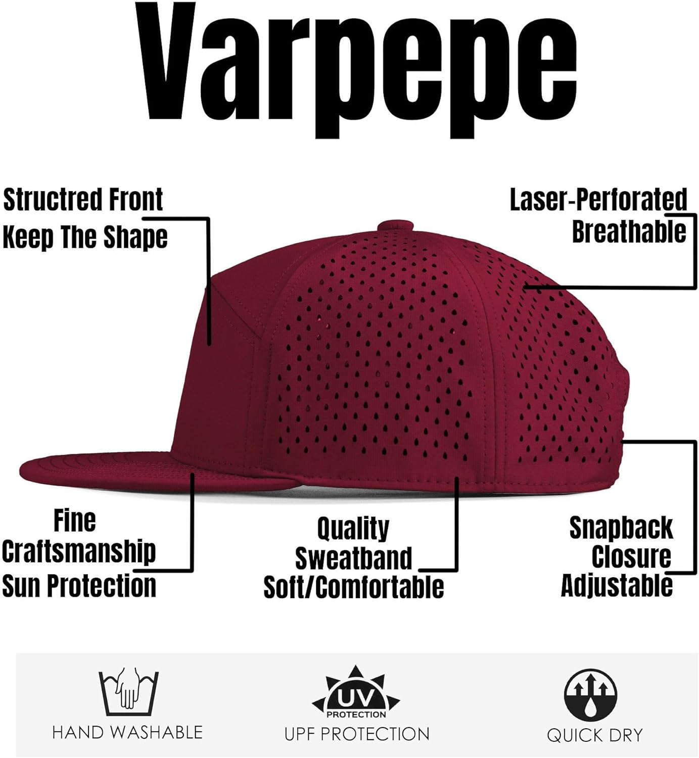 Performance Snapback Hats for Men Women,Flat Bill Cap,Golf,Running,Workout - Image 5