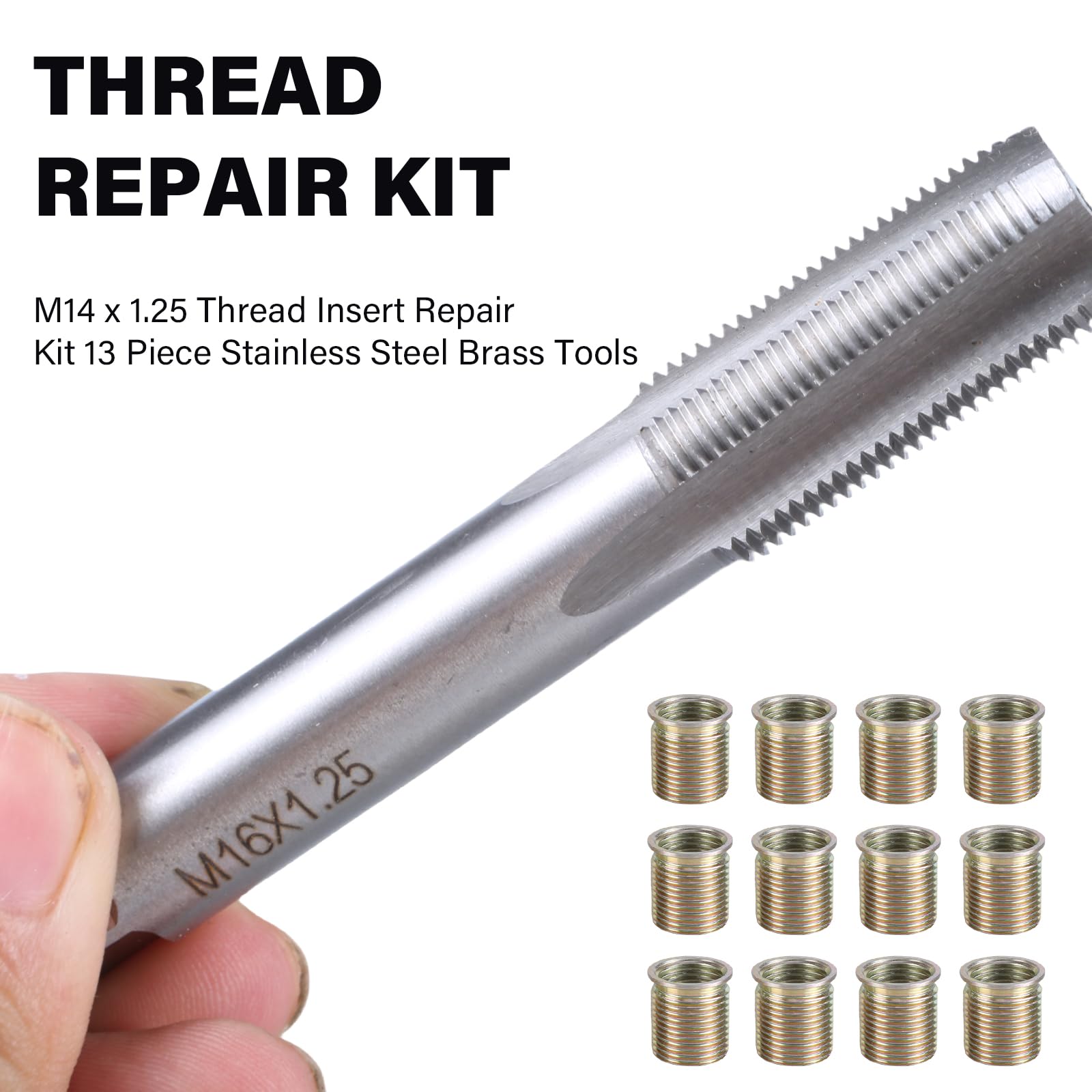 ANBOO Kit De Réparation Filetage Bougies M14x1.25 - 5 Outils Avec Inserts Pour Culasse Aluminium