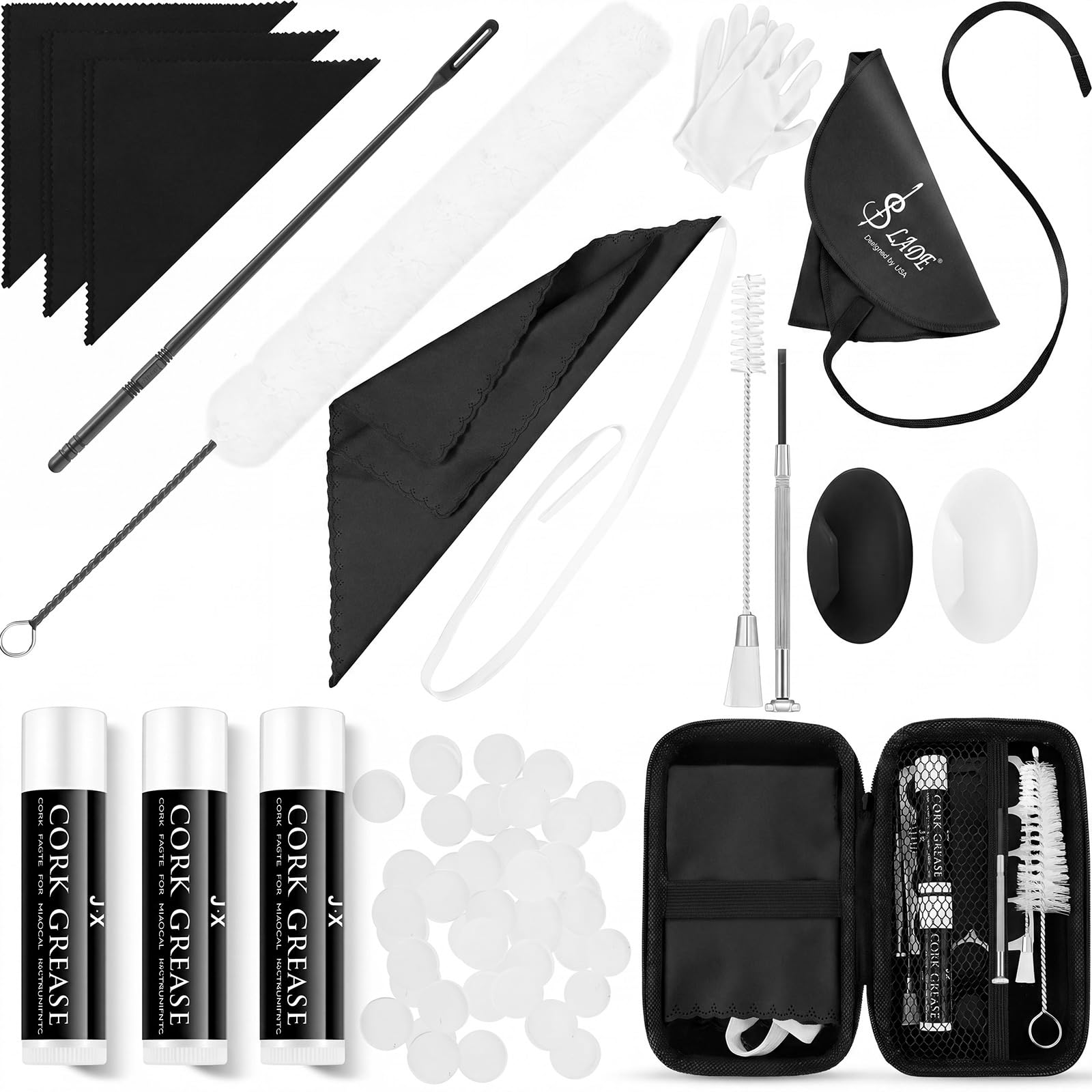 Vesici 40 Pcs Flute Cleaning Kit, Flute Care Accessories Set,Black