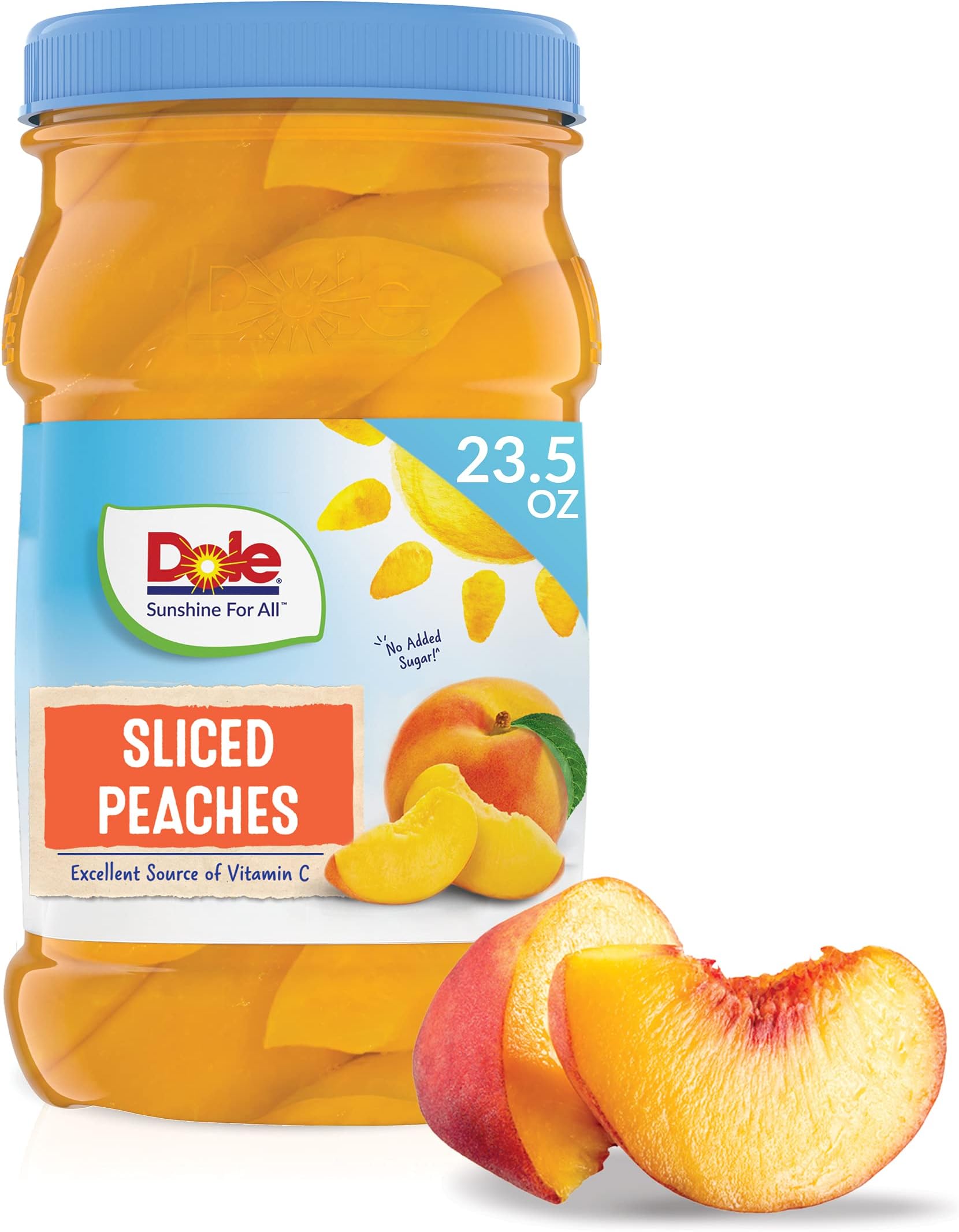 Dole Yellow Cling Sliced Peaches in 100% Fruit Juice, 23.5 Oz Resealable Jar