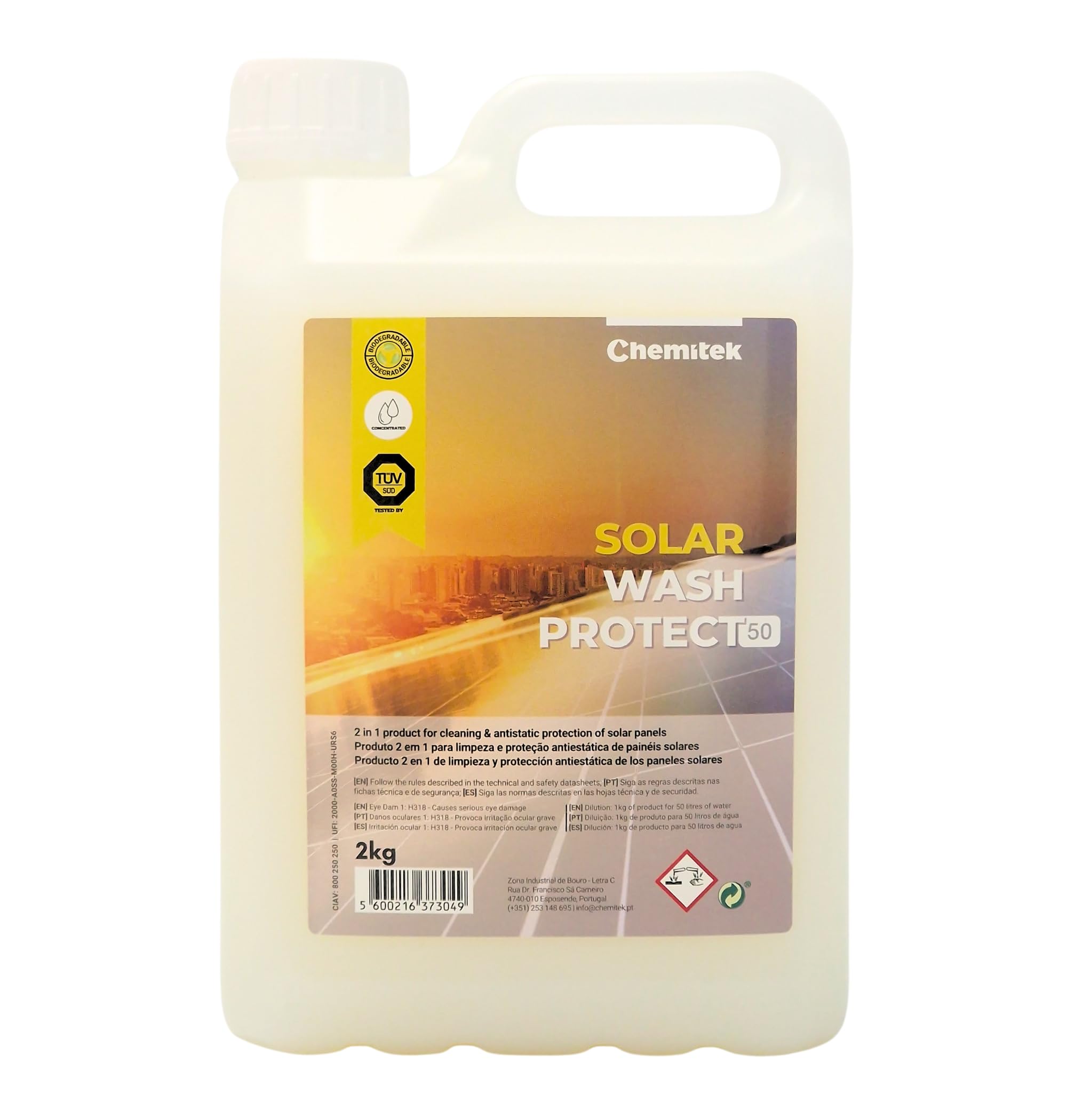 Solar Wash Protect 50, detergente per pannelli solari e rivestimento antistatico, 2 kg, pH neutro, biodegradabile, per la pulizia fotovoltaica
