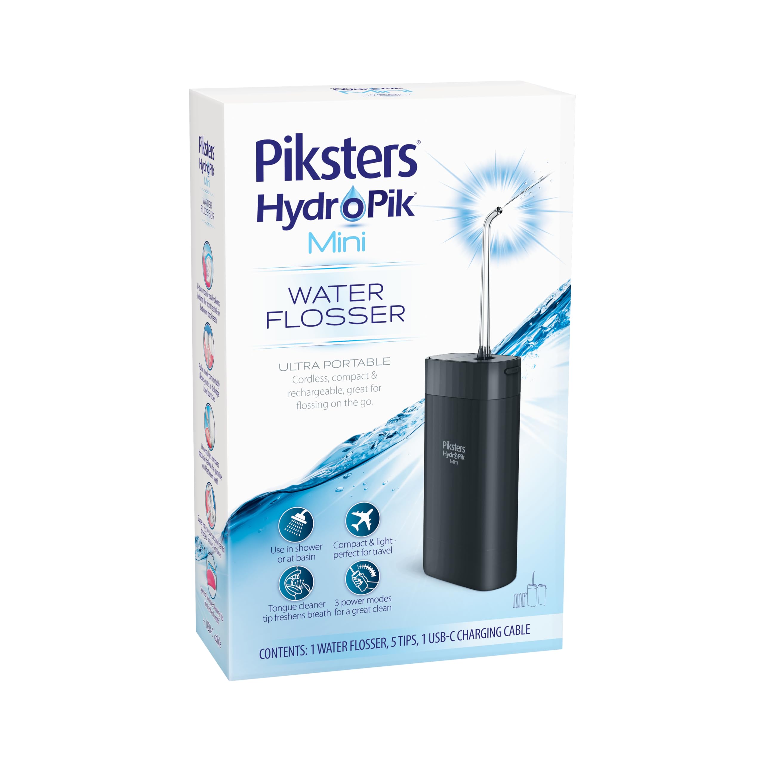 Piksters HydroPik Mini Water Flosser for Travel – Portable